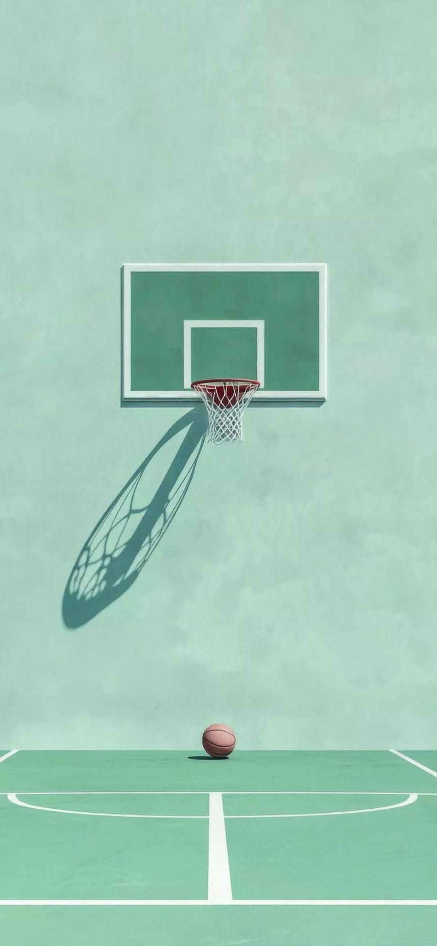 Minimalist Mint Green Basketball Wallpaper