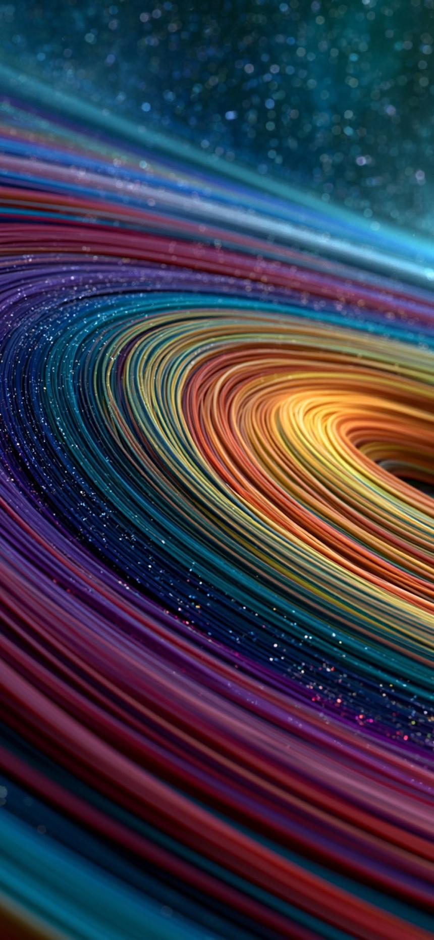 Colorful Swirl Wallpaper with Glowing Rainbow Space Lines