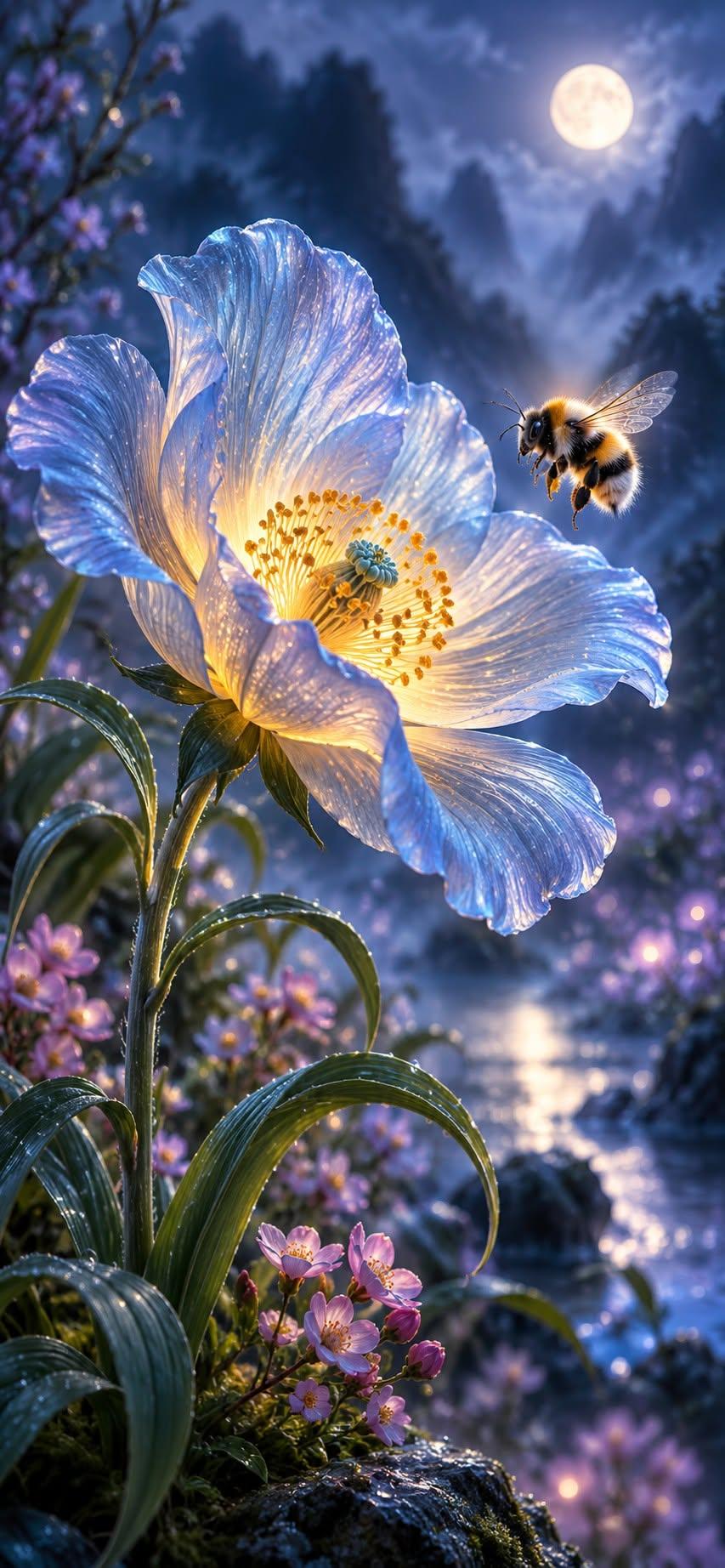 The Moonlit Bloom Mobile Wallpaper